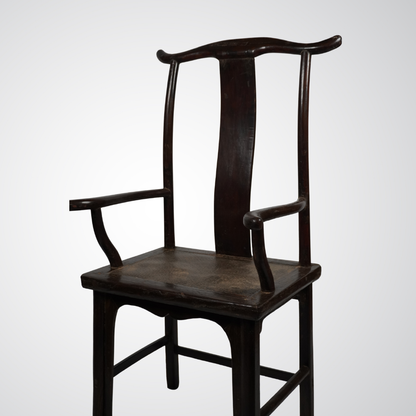 Antique Chinese Official’s Hat Armchair in Dark Wood