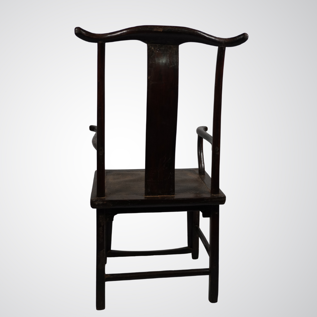 Antique Chinese Official’s Hat Armchair in Dark Wood