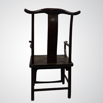 Antique Chinese Official’s Hat Armchair in Dark Wood