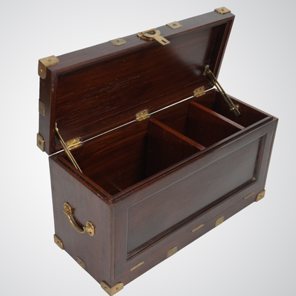 Antique Wooden Storage Trunk with Brass Fittings