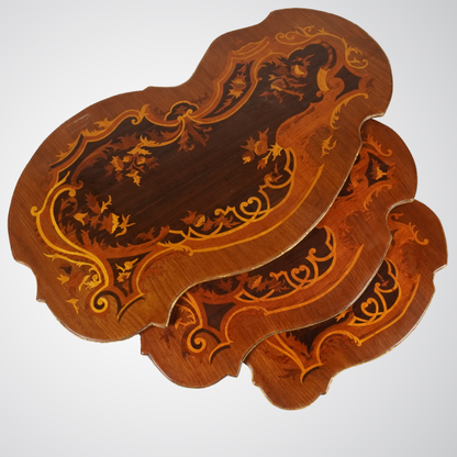 Elegant Vintage Nesting Tables with Inlay Design