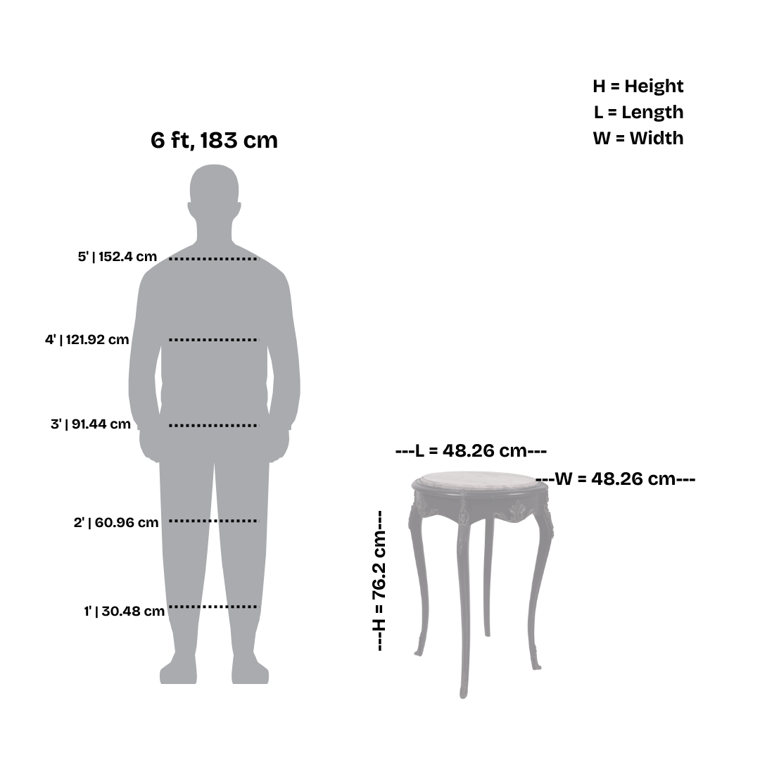 Elegant French Louis XV Style Marble Top Side Table