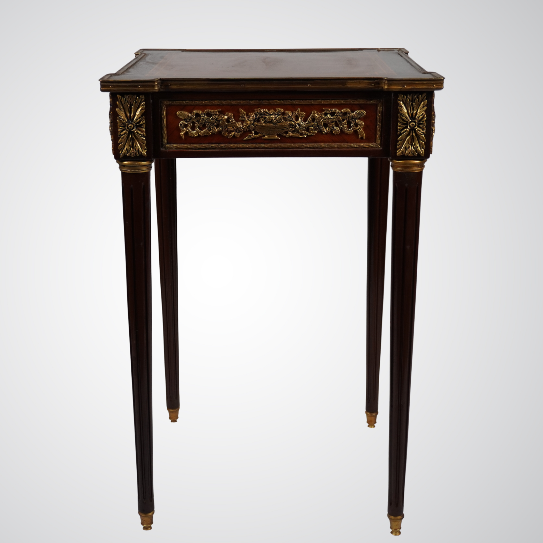 Elegant French Louis XVI Style Side Table with Gilt Bronze Mounts