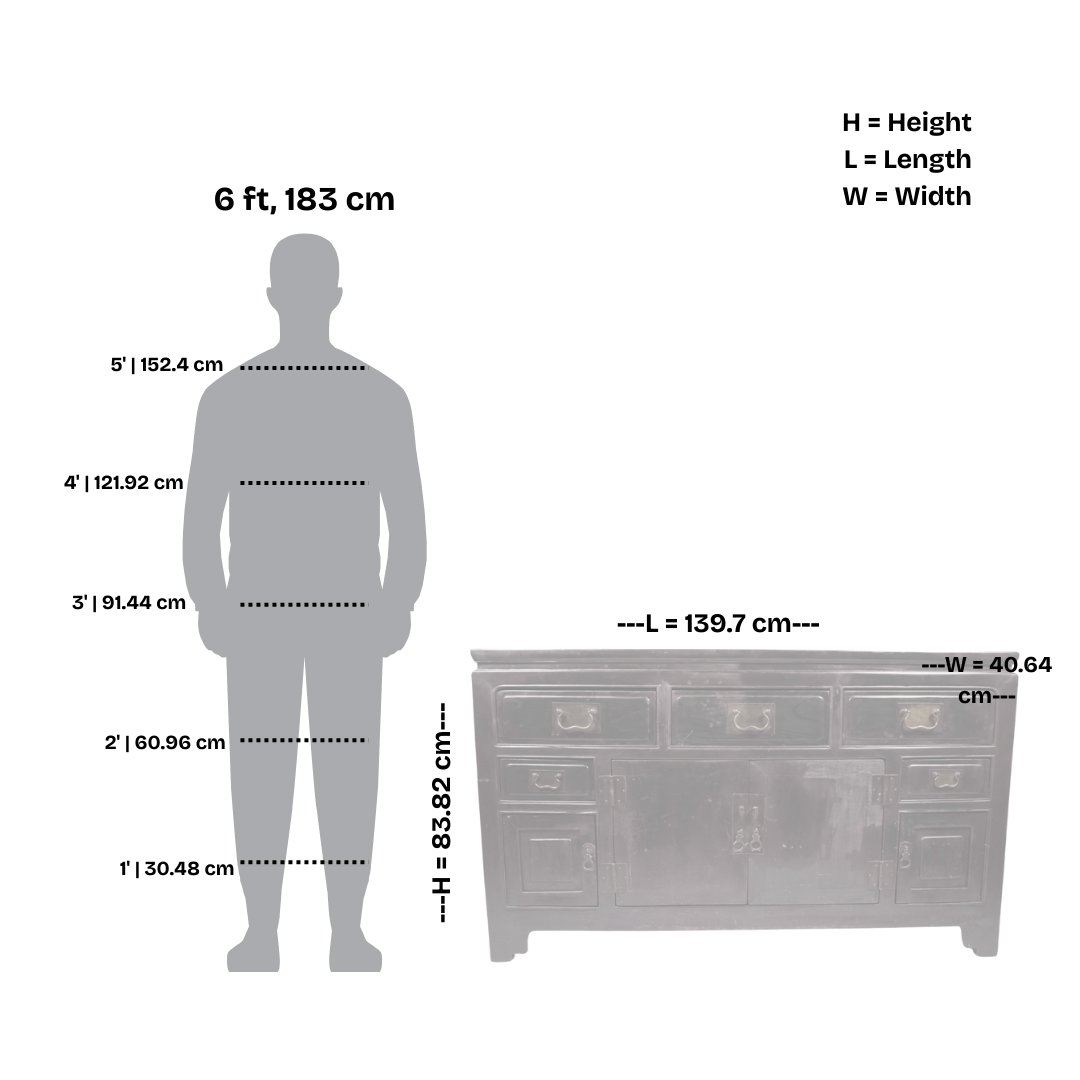 Antique Chinese Sideboard with Drawers and Cabinets