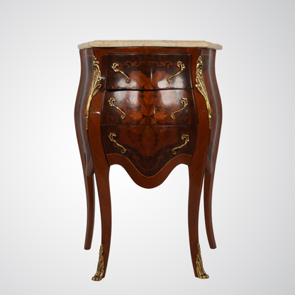 Antique French Louis XV Style Bombe Chest with Marble Top