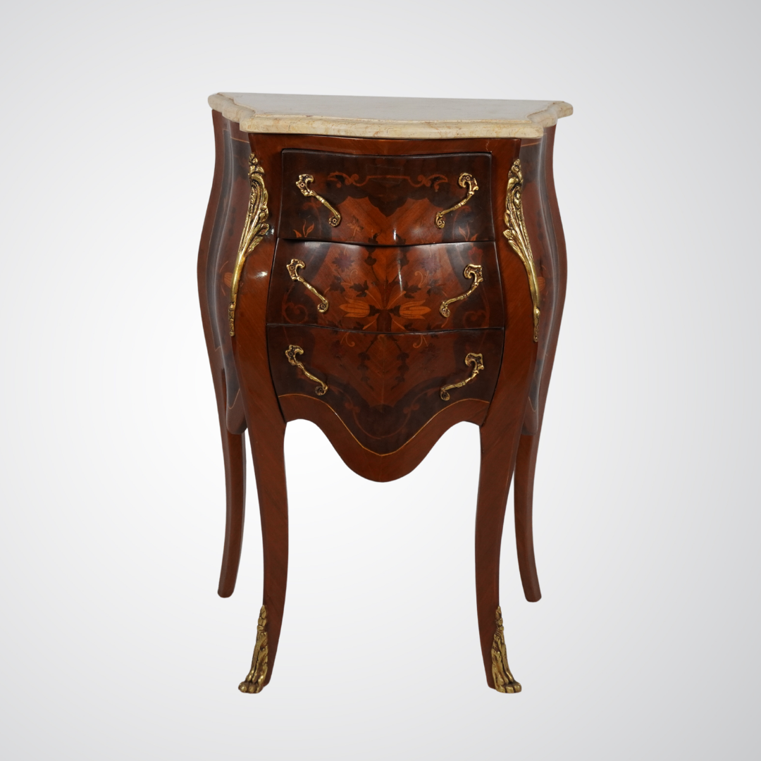 Antique French Louis XV Style Bombe Chest with Marble Top