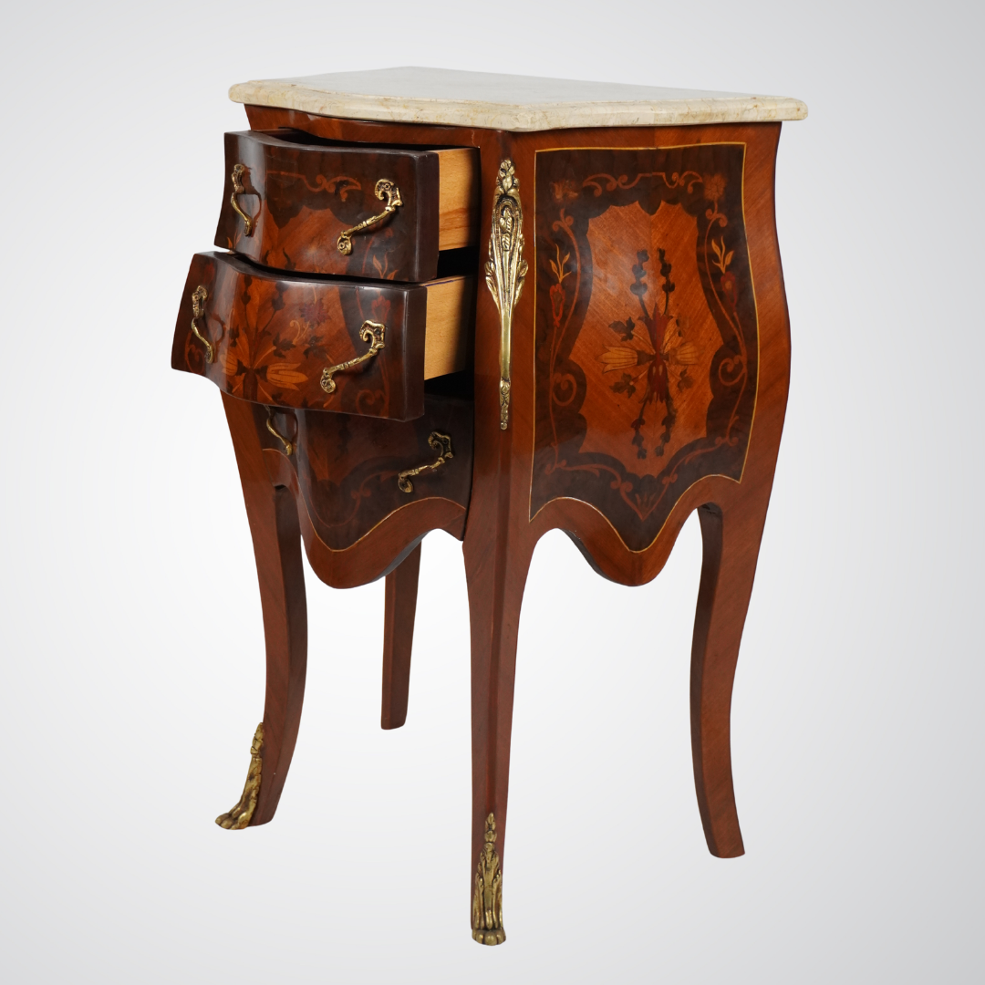 Antique French Louis XV Style Bombe Chest with Marble Top