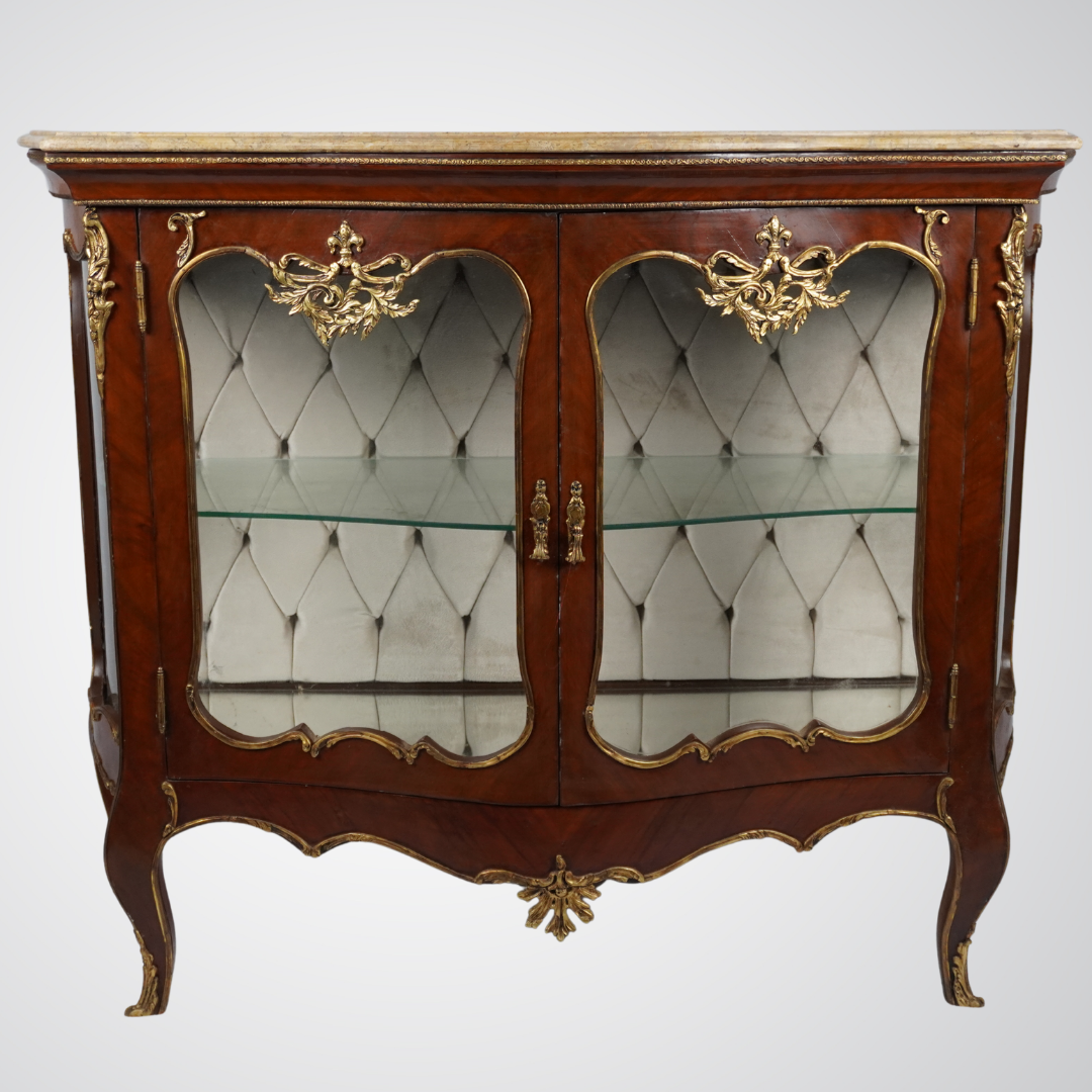 Vintage French-Style Display Cabinet with Glass Doors