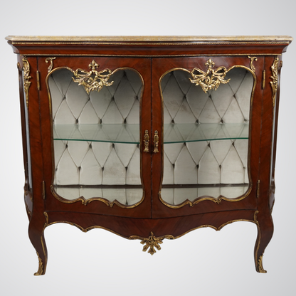 Vintage French-Style Display Cabinet with Glass Doors