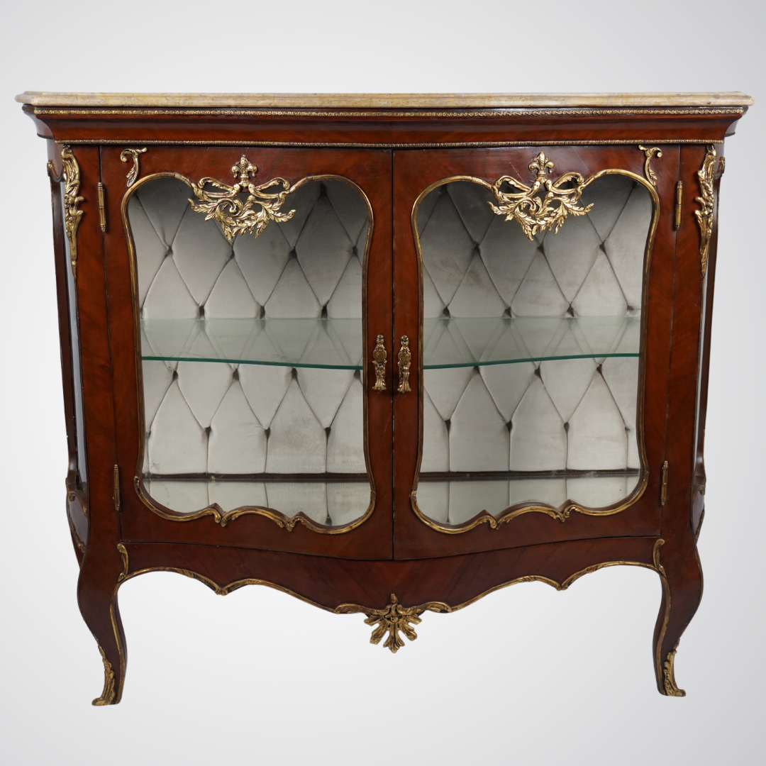 Vintage French-Style Display Cabinet with Glass Doors