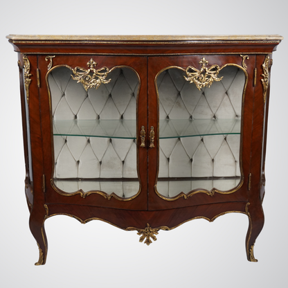 Vintage French-Style Display Cabinet with Glass Doors