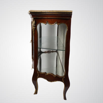 Vintage French-Style Display Cabinet with Glass Doors