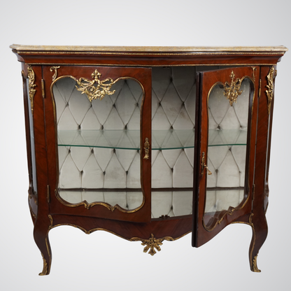 Vintage French-Style Display Cabinet with Glass Doors
