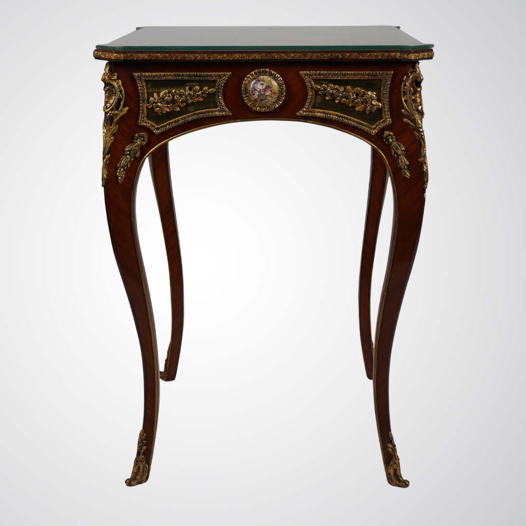 Antique French Louis XV Style Side Table with Gilt Bronze Mounts