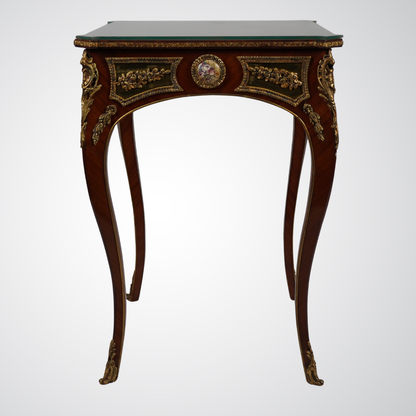 Antique French Louis XV Style Side Table with Gilt Bronze Mounts
