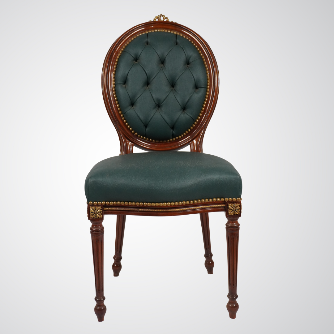 French Louis XVI Style Side Chair with Oval Tufted Back