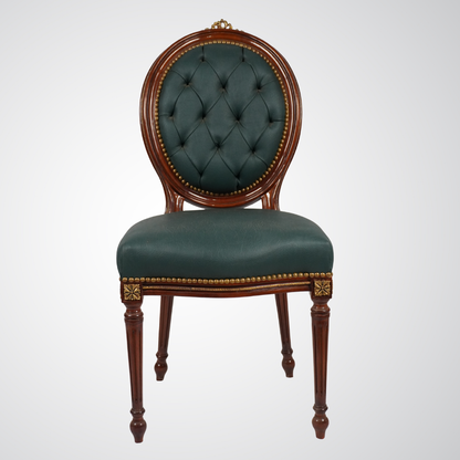 French Louis XVI Style Side Chair with Oval Tufted Back