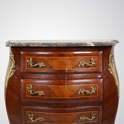 French Louis XV Style Bombe Chest with Marble Top