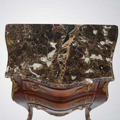 French Louis XV Style Bombe Chest with Marble Top