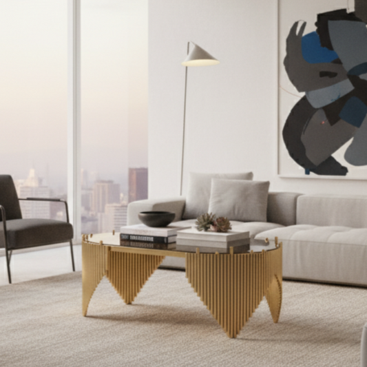 Modern Luxe Black Marble & Gold Coffee Table