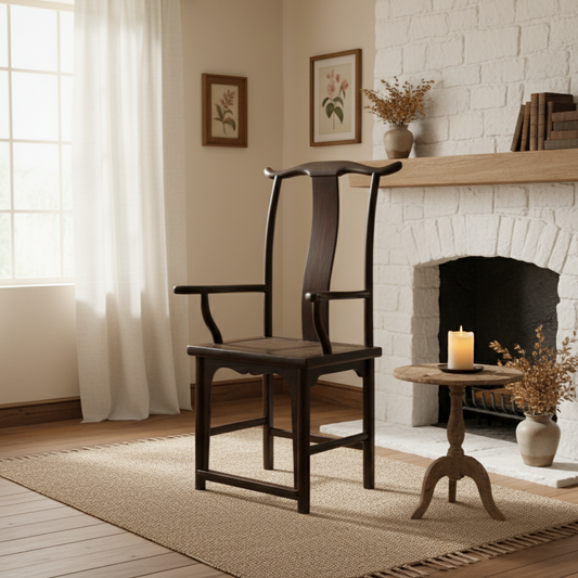 Antique Chinese Official’s Hat Armchair in Dark Wood