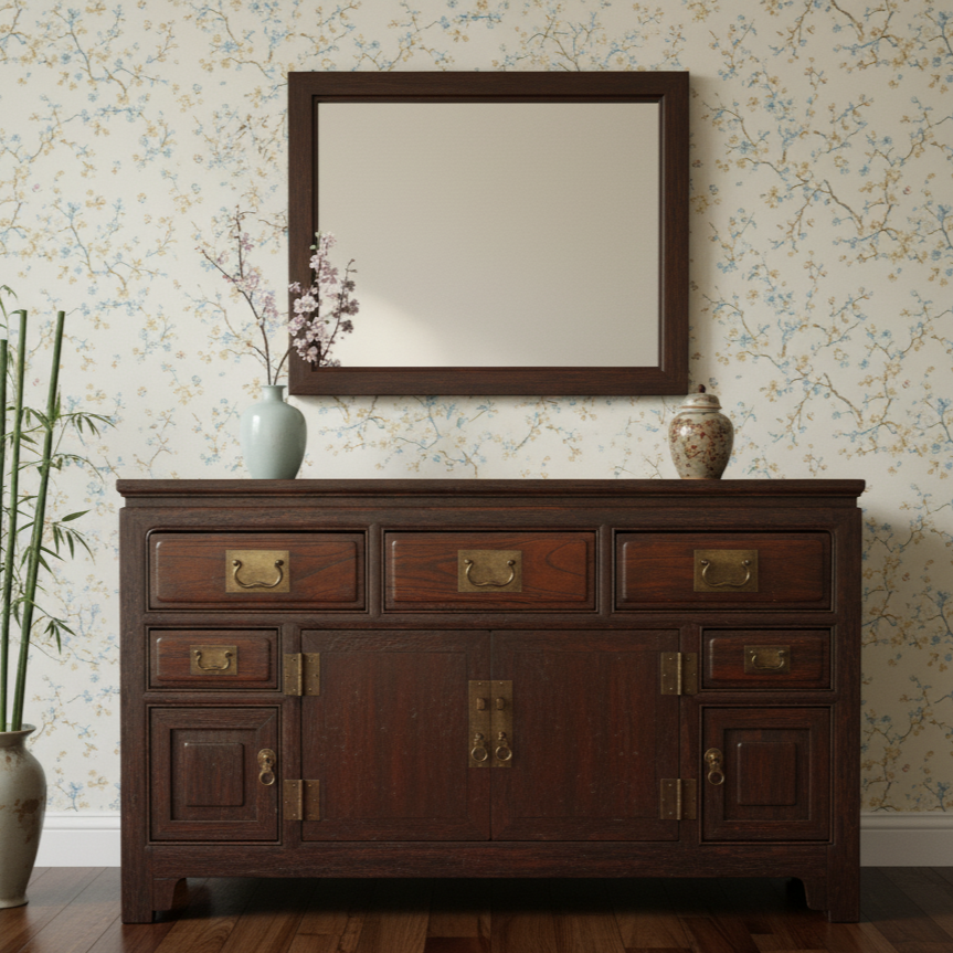 Antique Chinese Sideboard with Drawers and Cabinets